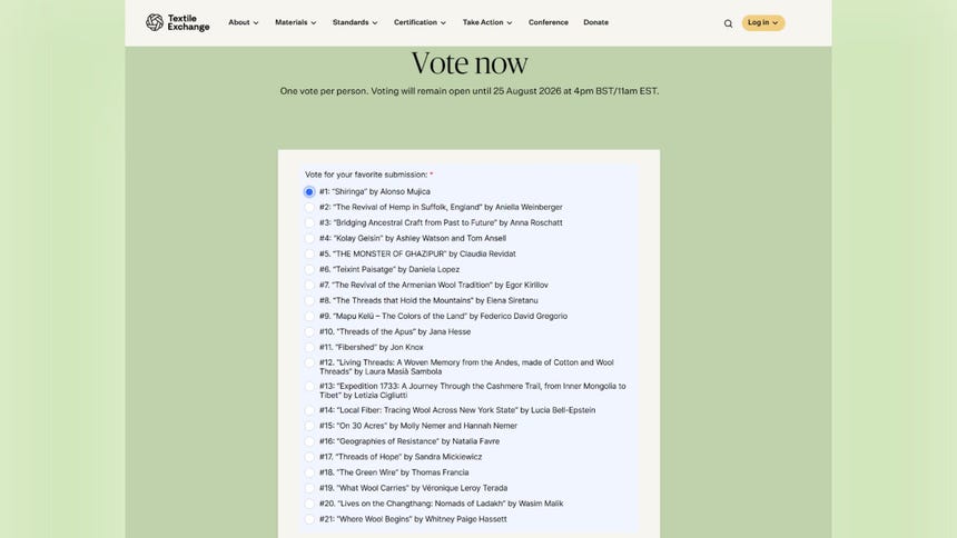 La votación está disponible en la web de Textile Exchange hasta el 25 de agosto.