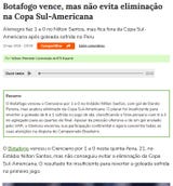 <strong>Terra de Brasil: </strong>Botafogo vence, mas não evita eliminação na Copa Sul-Americana (Botafogo gana, pero no evita la eliminación en la Copa Sudamericana)