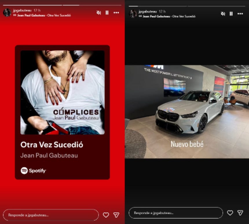 Jean Paul Gabuteau compartió dos historias en Instagram tras no asistir a baby shower de Silvia Cornejo.