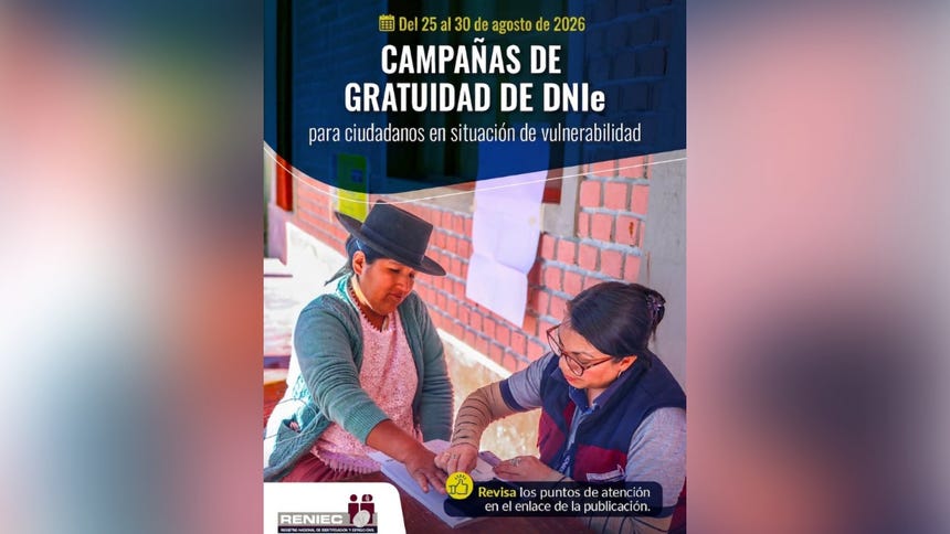 Campaña de DNI gratis de Reniec hasta el 30 de agosto