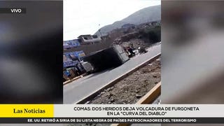 Comas: dos heridos tras volcadura de furgoneta en la vía Pasamayito