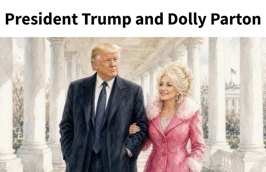 El presidente estadounidense Donald Trump al lado de la cantante Dolly Parton.