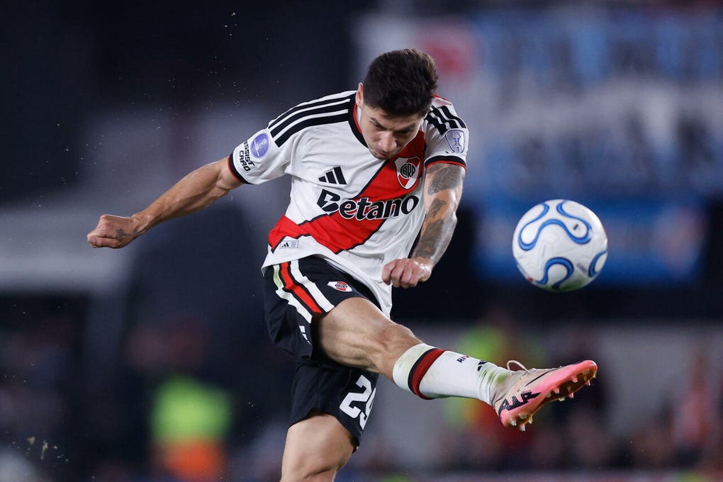 Gonzalo Montiel fue titular en <strong>River Plate</strong>. Recibió una tarjeta amarilla.