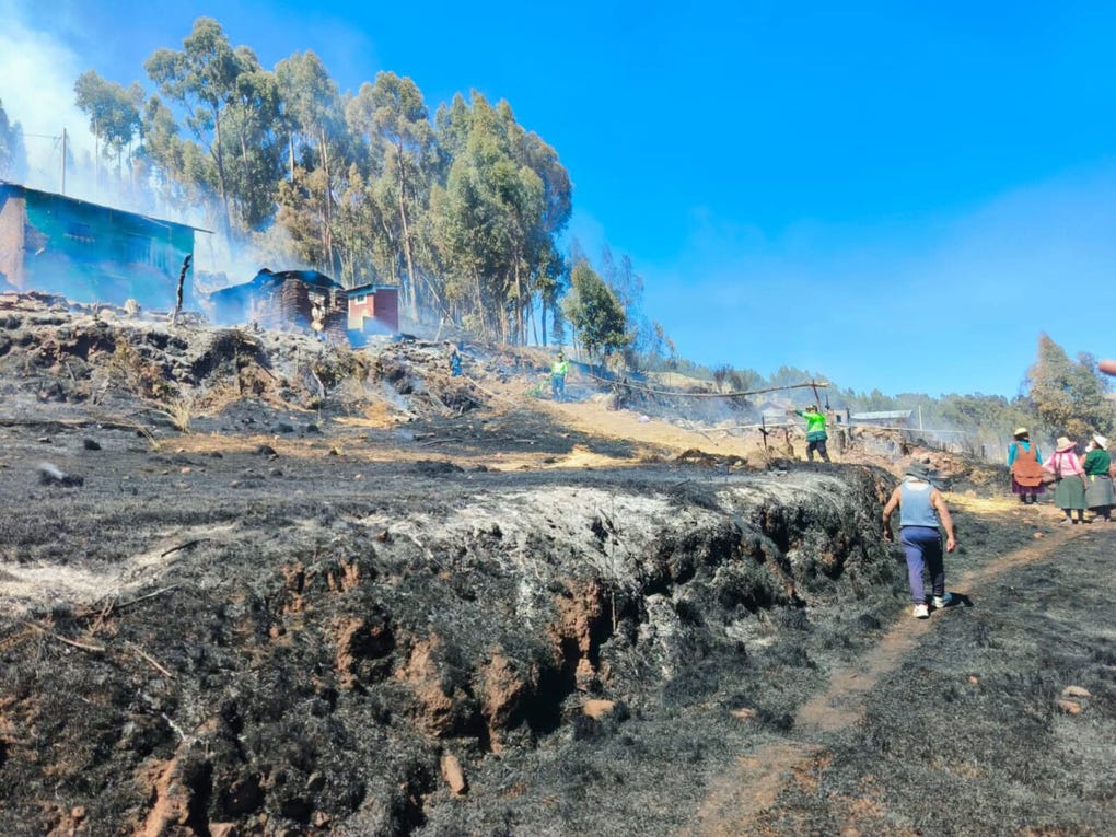 El incendio fue controlado y extinguido gracias al trabajo conjunto de personal de Defensa Civil, Serenazgo y pobladores de la zona.