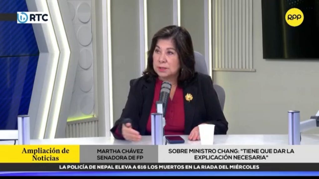 Martha Chávez pide aclarar vínculo del ministro José Antonio Chang con Tania Ramírez