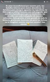 Solo gracias, el más grande de toda la historia, gracias por hacernos tan pero tan felices, no te imaginas cuantas sonrisas sacaste. Sos eterno, fue el mensaje de Rodrigo de Paul en sus historias.