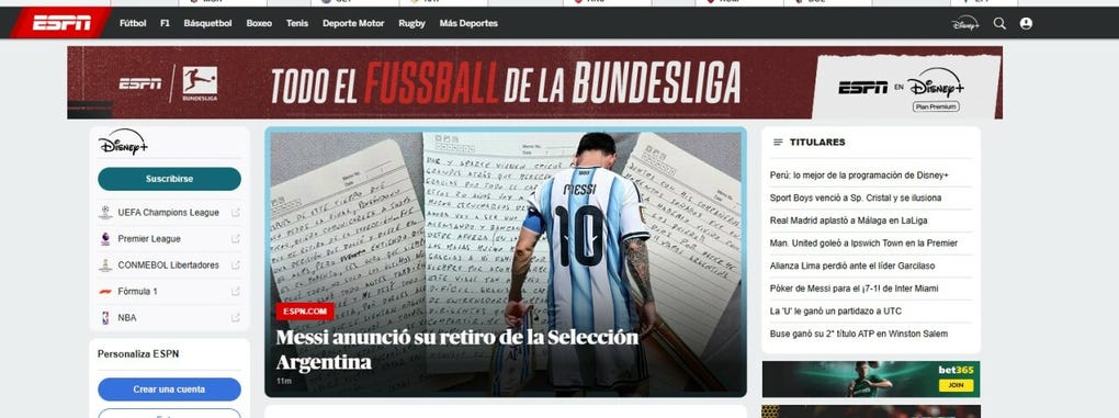 ESPN realiza una infografía con la carta y Messi portando la 10 de la abiceleste.