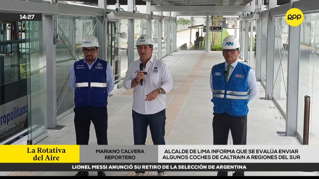 Alcalde de Lima informa que se evalúa enviar algunos coches de Caltrain a regiones del sur