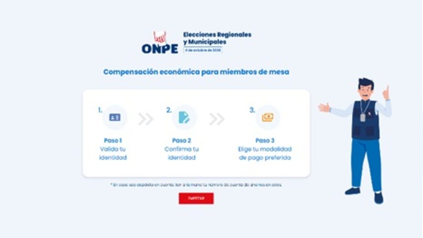 Compensación económica para miembro de mesa en ONPE