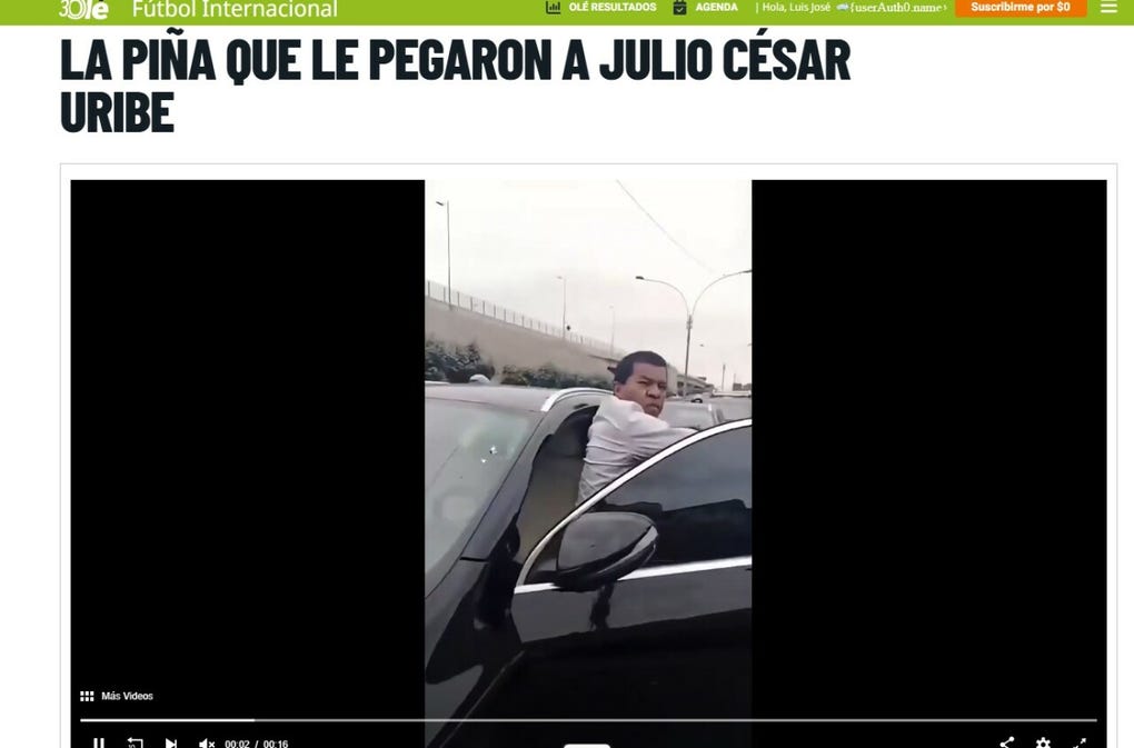 <strong>Olé de Argentina:</strong> La piña que le pegaron a Julio César Uribe