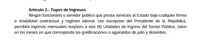 Artículo 2 del Decreto de Urgencia 038-2006 que establece los topes de ingresos de los servidores públicos. 