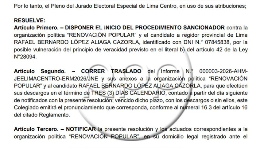 Resolución del Jurado Lima Centro.