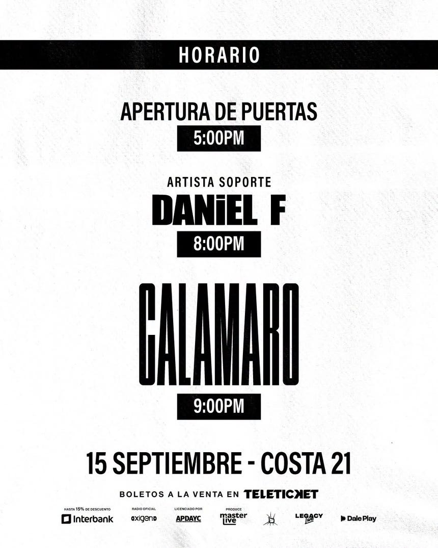 Estos son los horarios de ingreso al concierto de Andrés Calamaro en Lima.
