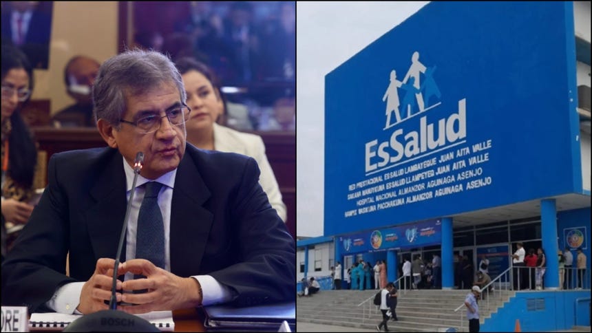El ministro de Trabajo, Juan Sheput, y una sede de EsSalud