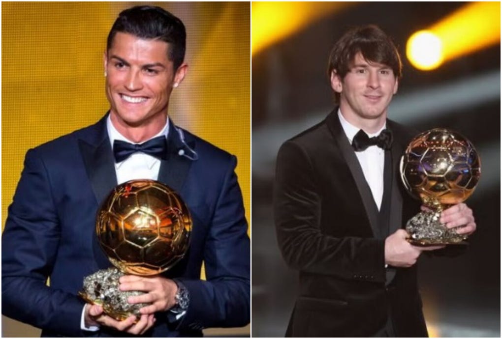 <a href=https://rpp.pe/futbol/futbol-mundial/cristiano-ronaldo-convocado-en-portugal-para-partidos-de-uefa-nations-league-2026-oficial-noticia-1708153 data-mce-href=https://rpp.pe/futbol/futbol-mundial/cristiano-ronaldo-convocado-en-portugal-para-partidos-de-uefa-nations-league-2026-oficial-noticia-1708153>Cristiano Ronaldo</a> y <a href=https://rpp.pe/futbol/futbol-mundial/lionel-messi-despedida-argentina-presento-camiseta-especial-para-ultimo-partido-con-seleccion-albiceleste-video-noticia-1708644 data-mce-href=https://rpp.pe/futbol/futbol-mundial/lionel-messi-despedida-argentina-presento-camiseta-especial-para-ultimo-partido-con-seleccion-albiceleste-video-noticia-1708644>Lionel Messi</a> son grandes protagonistas del <a href=https://rpp.pe/futbol/futbol-mundial/lionel-messi-candidato-balon-de-oro-2026-cuti-romero-afirma-que-el-dia-que-se-retire-premio-lo-debe-ganar-el-que-tenga-mas-marketing-noticia-1708576 data-mce-href=https://rpp.pe/futbol/futbol-mundial/lionel-messi-candidato-balon-de-oro-2026-cuti-romero-afirma-que-el-dia-que-se-retire-premio-lo-debe-ganar-el-que-tenga-mas-marketing-noticia-1708576>Balón de Oro</a>, cuya gala será el lunes 26 de octubre en Londres.