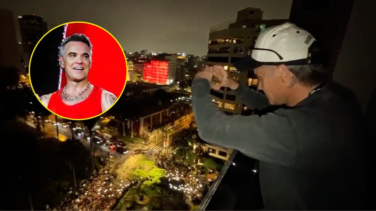 Mandando besos, Robbie Williams realiza 'balconazo' en Miraflores y causa furor entre fans peruanos [VIDEO]