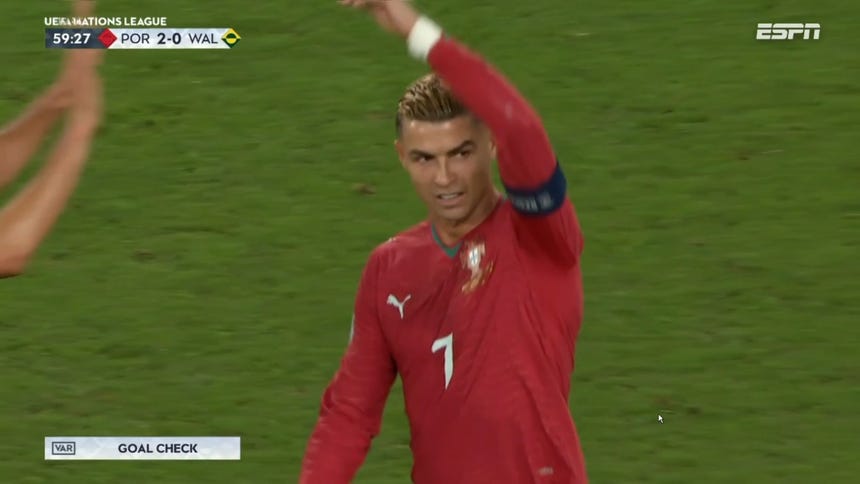 Anulan gol a Cristiano Ronaldo en el Portugal vs Gales: así 'explotó' contra el arbitraje en Nations League