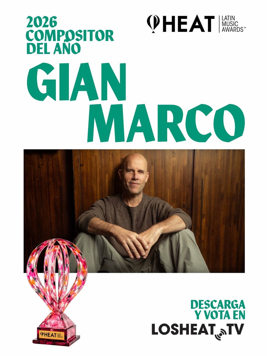 Gian Marco fue nominado en la categoría Compositor del Año en los Premios Heat 2026.