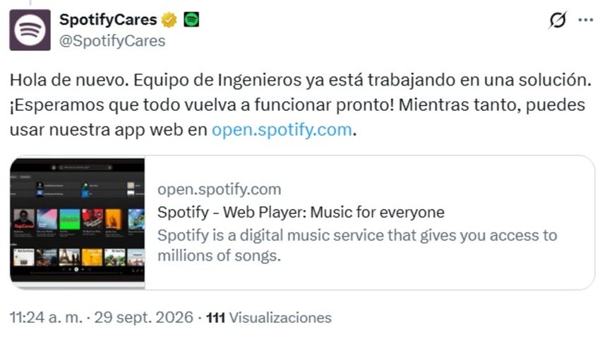 Spotify se pronunció sobre caída de su servicio