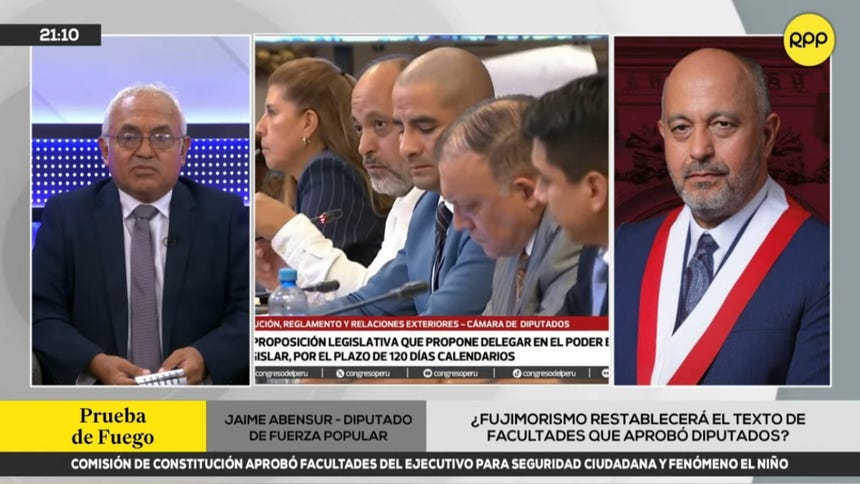 Diputado Abensur de Fuerza Popular buscará impulsar dictamen en minoría para facultades a las FF.AA.