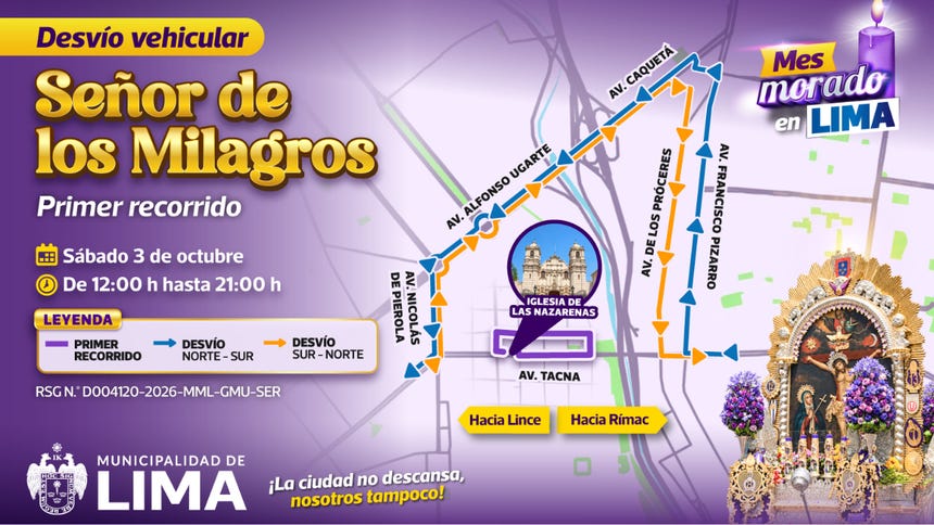 Señor de los Milagros: estos son los desvíos y restricciones por su primer recorrido