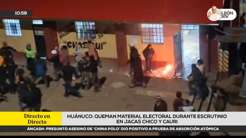 Huánuco: queman material electoral durante escrutinio en Jacas Chico y Cauri