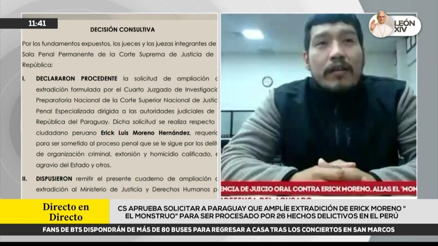 Corte Suprema aprueba solicitar a Paraguay la ampliación de extradición de Erick Moreno Hernández para que sea procesado