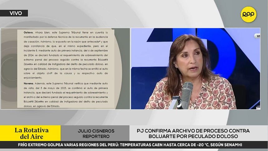 Poder Judicial confirmó archivo de proceso contra Dina Boluarte por peculado doloso