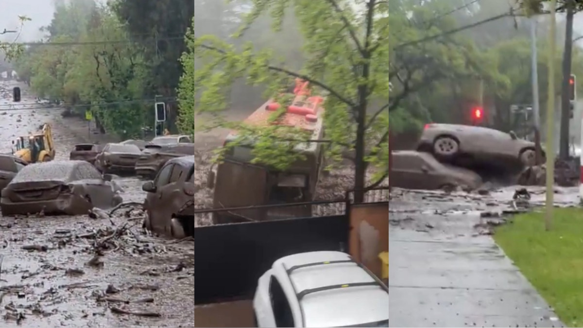 Un fuerte aluvión arrastra autos en una de las zonas más exclusivas de Santiago de Chile