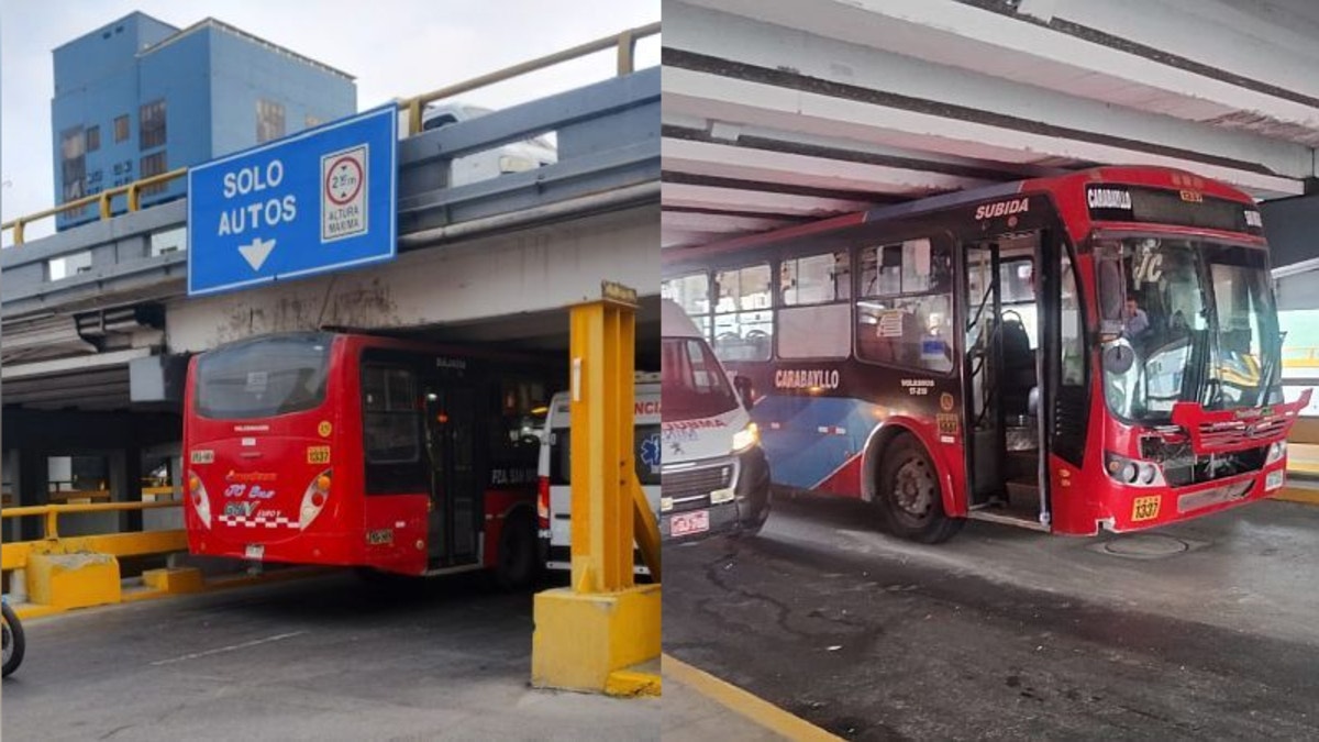 ¡Hasta cuándo! Un bus de la empresa 'El Rápido' quedó atascado bajo el puente de la avenida La Marina