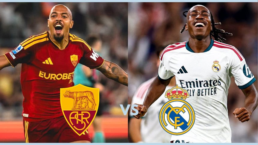 Señal de partido, Roma vs Real Madrid en la Liga de Campeones.