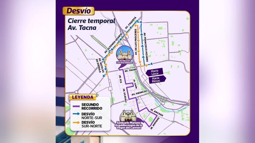 Plan de desvíos vehiculares por el segundo recorrido del Señor de los Milagros