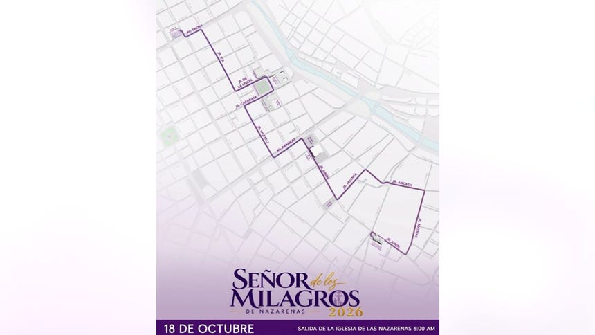 Ruta del segundo recorrido procesional del Señor de los Milagros en 2026