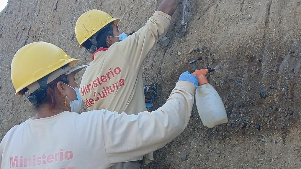 Los trabajos de conservación comprendieron la limpieza de la superficie afectada, el retiro de la pintura y la aplicación de una solución de agua y arcilla, conforme a los procedimientos técnicos previstos para recuperar la zona intervenida sin ocasionar daños al monumento.