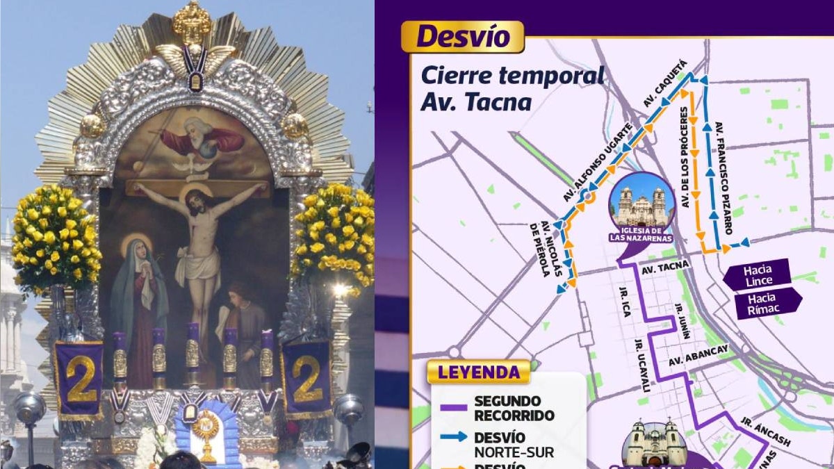 Segundo recorrido del Señor de los Milagros este domingo 18: ruta, desvíos y medidas de seguridad