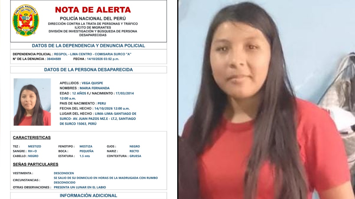 Surco: adolescente de 12 años desaparece tras salir de su casa en la madrugada