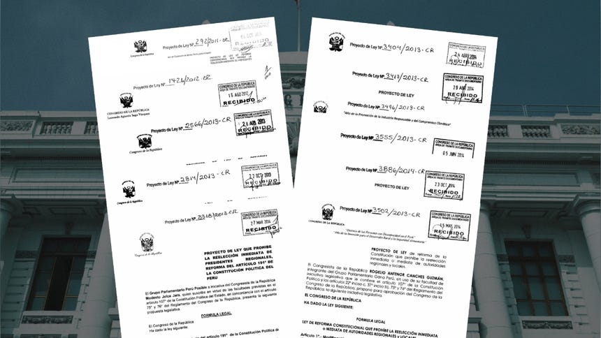 Once proyectos de ley para regular la reelección de autoridades subnacionales se presentaron entre 2011 y 2014.