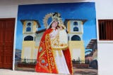 Las pinturas incluyen imágenes del papa León XIV durante su labor pastoral en <strong>Santa Cruz</strong>, así como representaciones de la iglesia <strong>La Inmaculada</strong> y otros atractivos turísticos de la provincia.