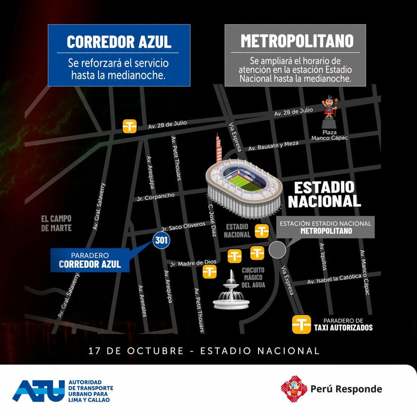 La ATU difundió estas medidas para facilitar el desplazamiento de los asistentes al concierto de Iron Maiden, programado para este sábado 17 de octubre en el Estadio Nacional.