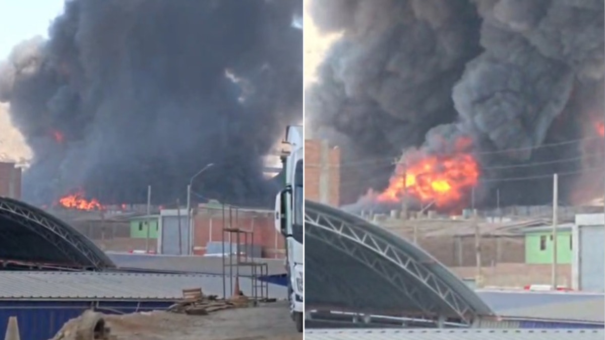 Puente Piedra: más de 15 unidades de bomberos trabajan para controlar incendio que consume fábrica de plástico en La Ensenada