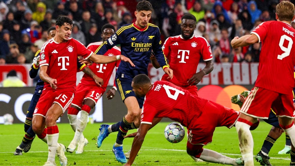 Kai Havertz de Arsenal ante Bayern por la Champions.