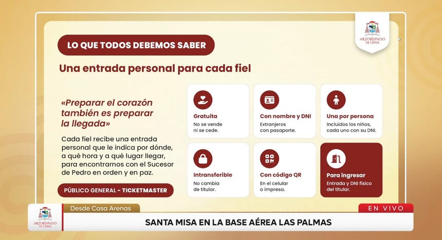 A tener en cuenta para la misma del papa en Lima. 
