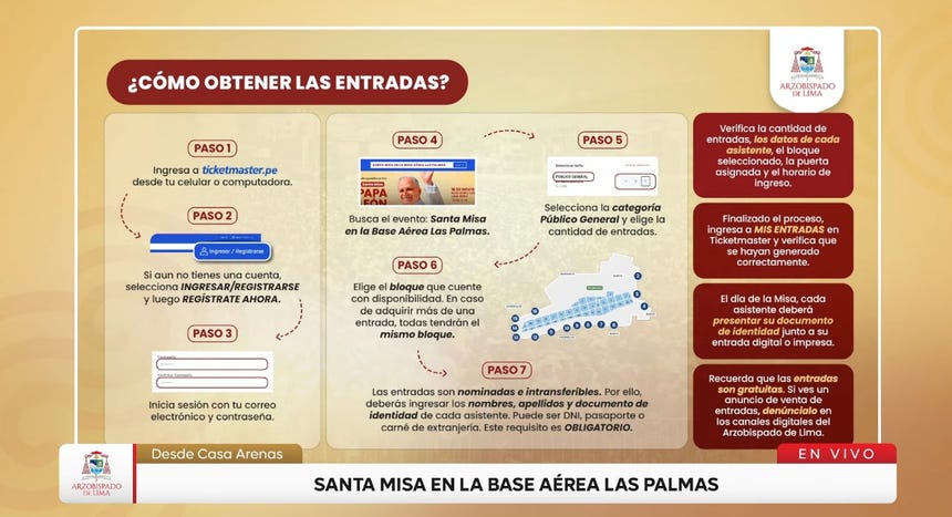 Pasos para adquirir las entradas para la misma del papa León XIV. 