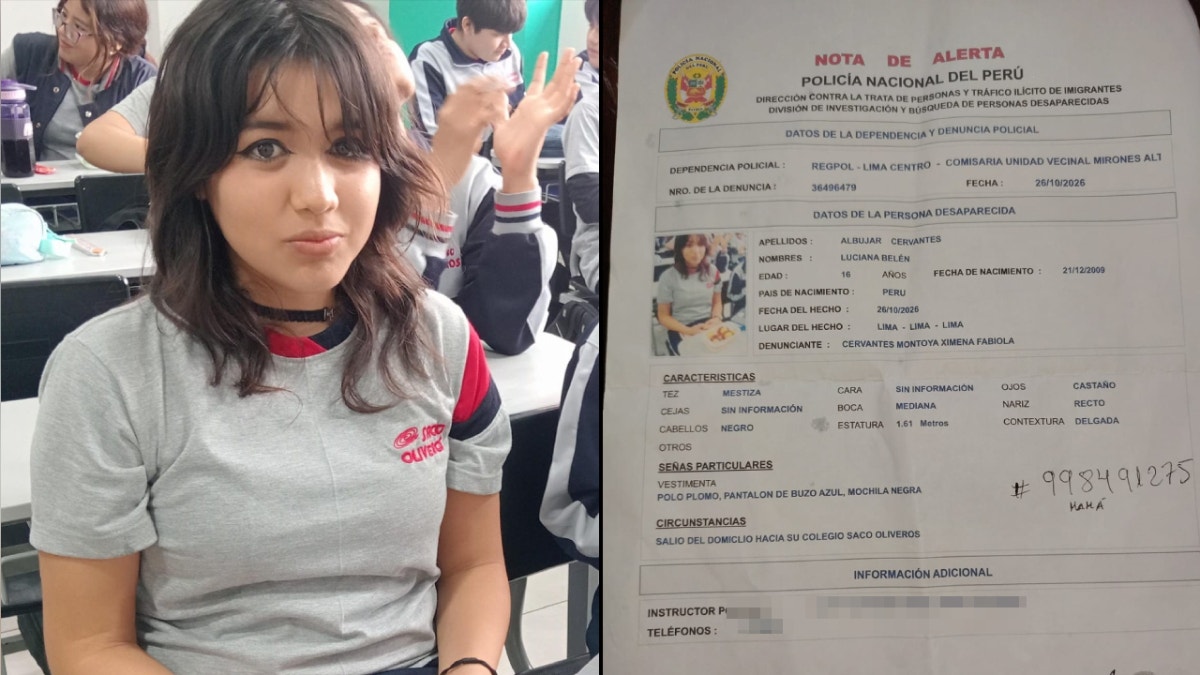 Cercado de Lima: reportan la desaparición de una menor de 16 años tras salir de su casa rumbo al colegio