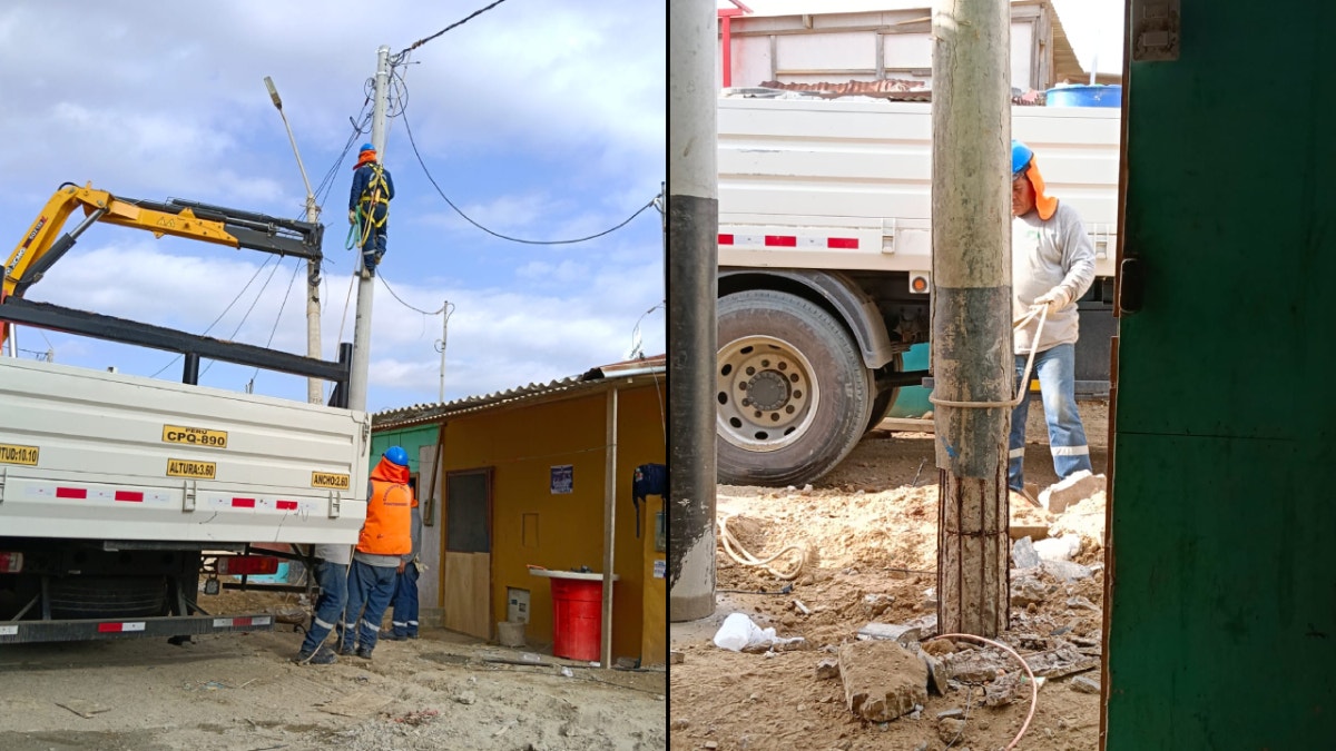 Piura: tras más tres años poste inclinado es retirado tras denuncia pública [VIDEO]